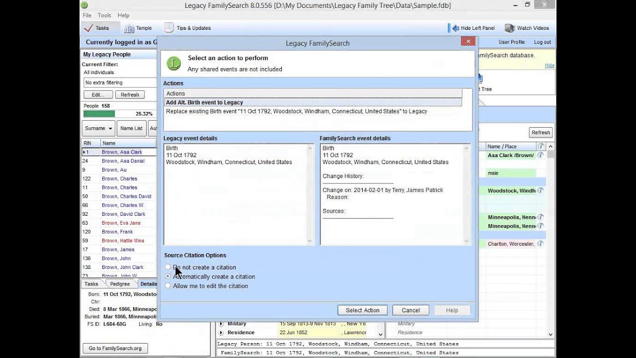 Legacy and FamilySearch