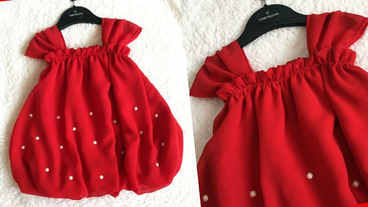 Designer Baby Frock Cutting and Stitching | Balloon Frock Design Stitching | two year baby frock