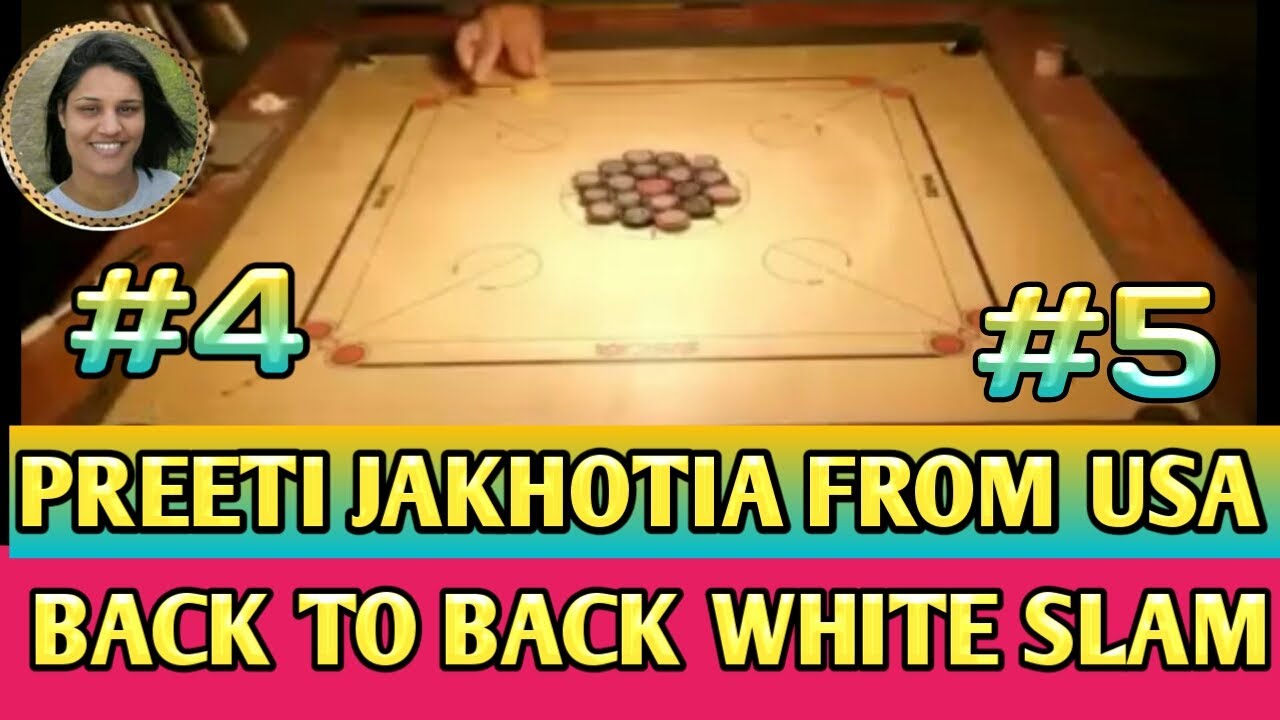 TRICK|CARROM TRICK SHOTS|AMAZING BACK TO BACK WHITE SLAM BY PREETI JAKHOTIA FROM USA #4 #5