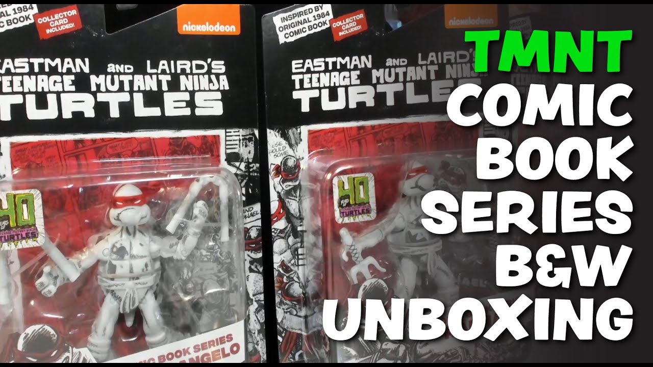 TMNT B&W Comic Book Series 4-Pack Bundle Unboxing Playmates Toys