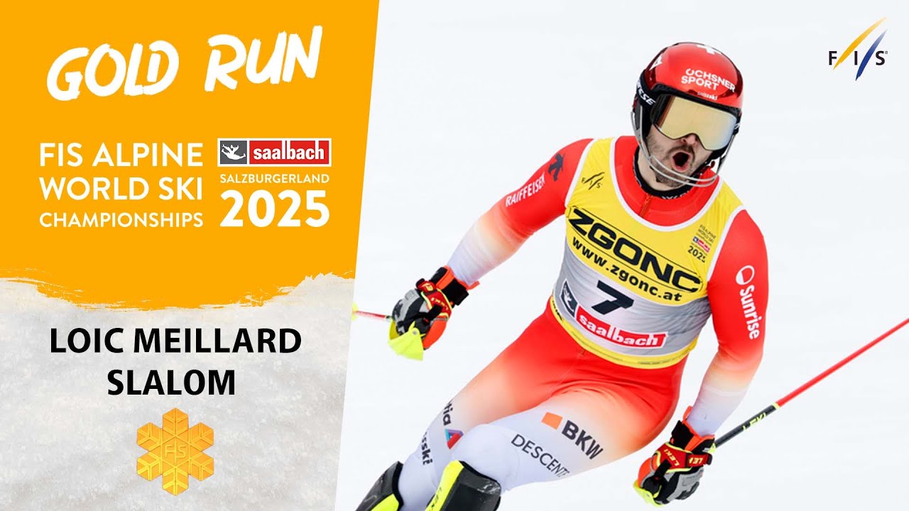 Loic Meillard keeps gold medal position in Men's Slalom | Saalbach 2025
