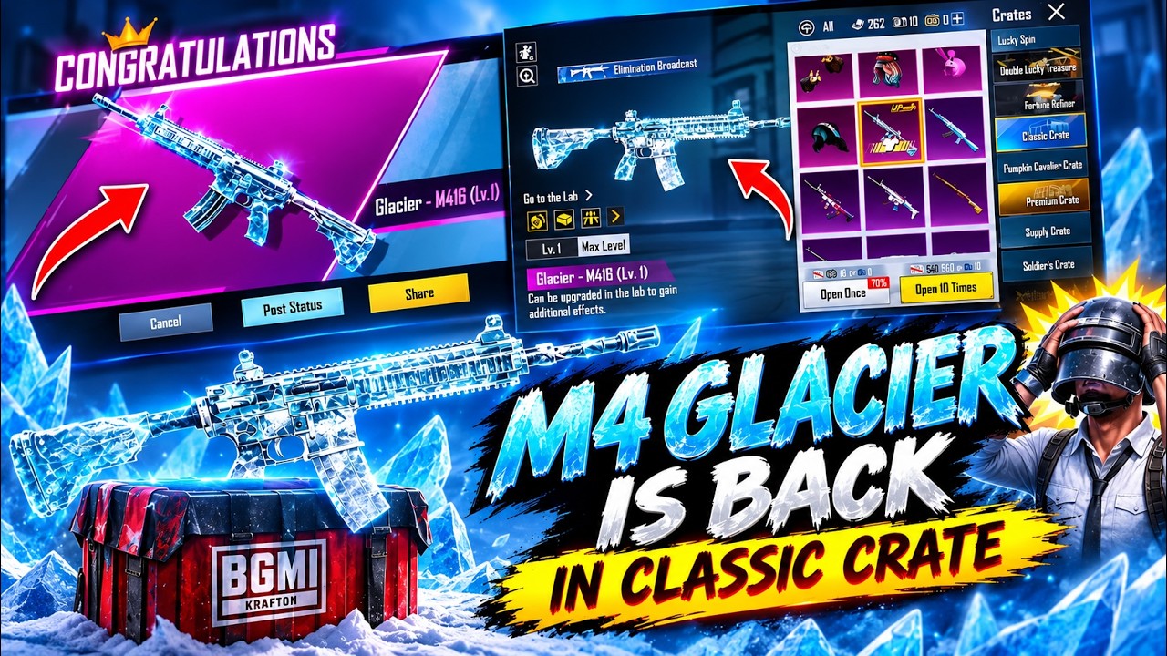 Can I Get M4 Glacier for FREE in BGMI? 😳 | Classic Crate