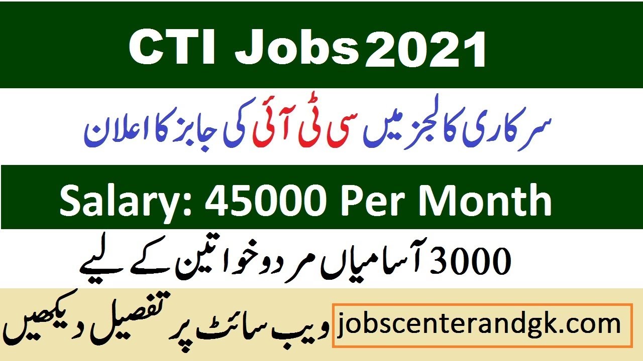 CTI jobs 2021 Advertisement | College Teaching Interns CTI Jobs January 2021 Application Form