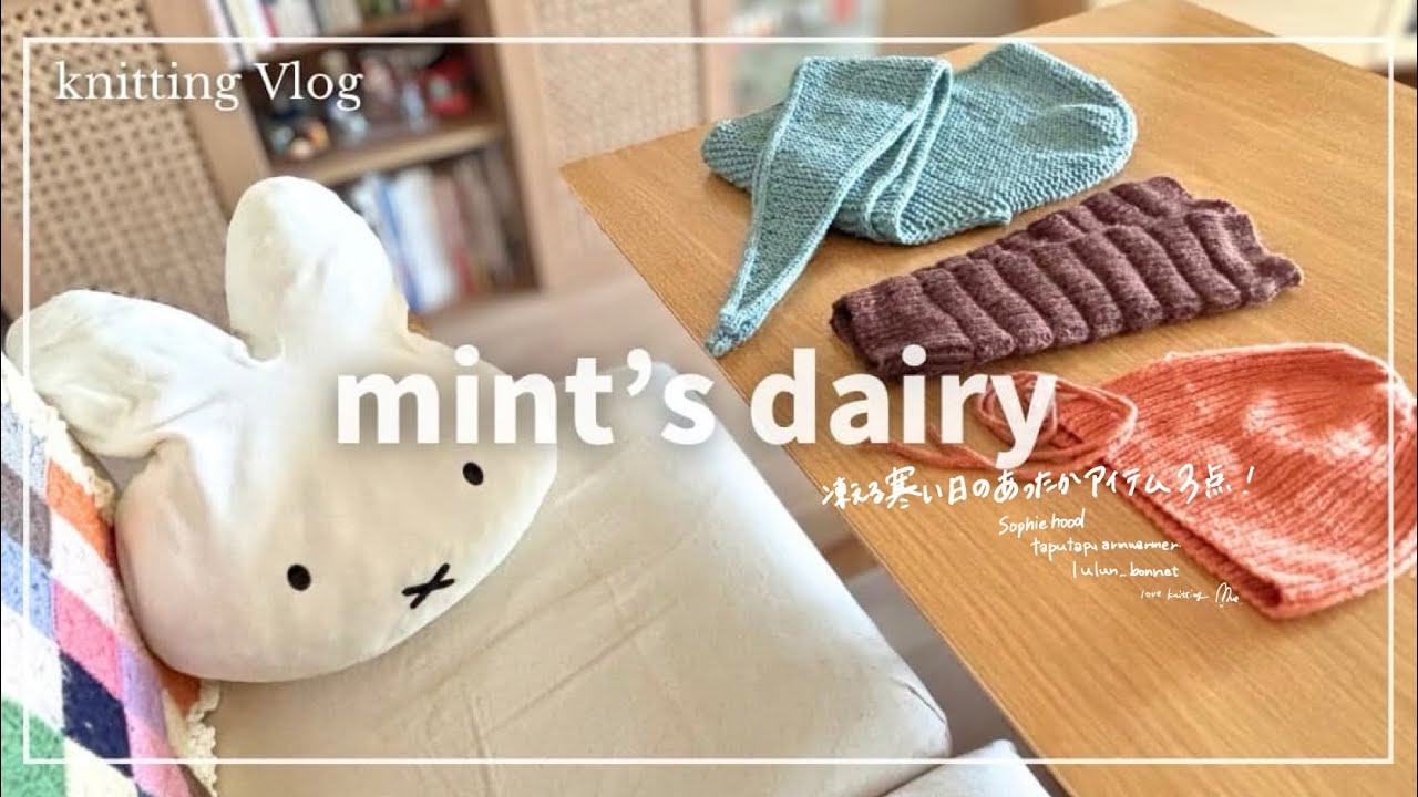 【Vlog】凍える寒い日のあったかアイテム編みました！⛄️🧤🌨️／Sophie hood／taputapu arm warmer／lulun_bonnet／編みもの好き主婦の日常🧶