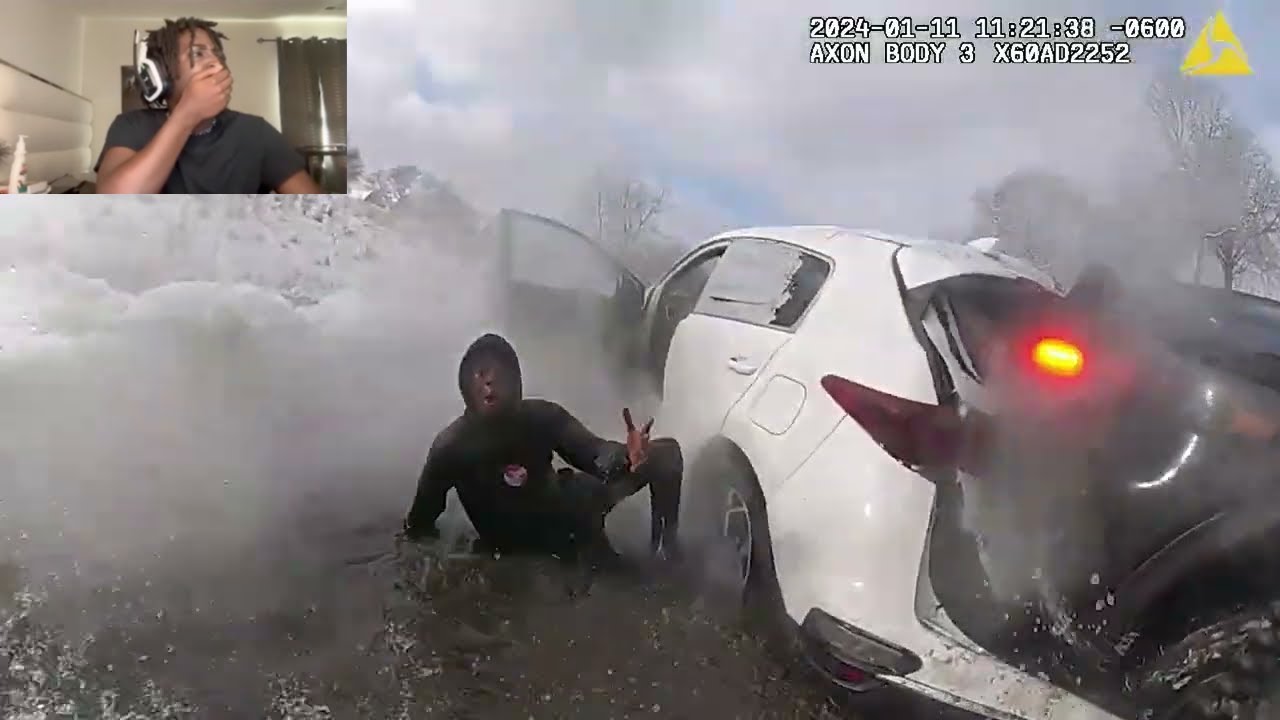 Police Chase Ends in Ice Bath! Squad & SUV Crash into Frozen Creek