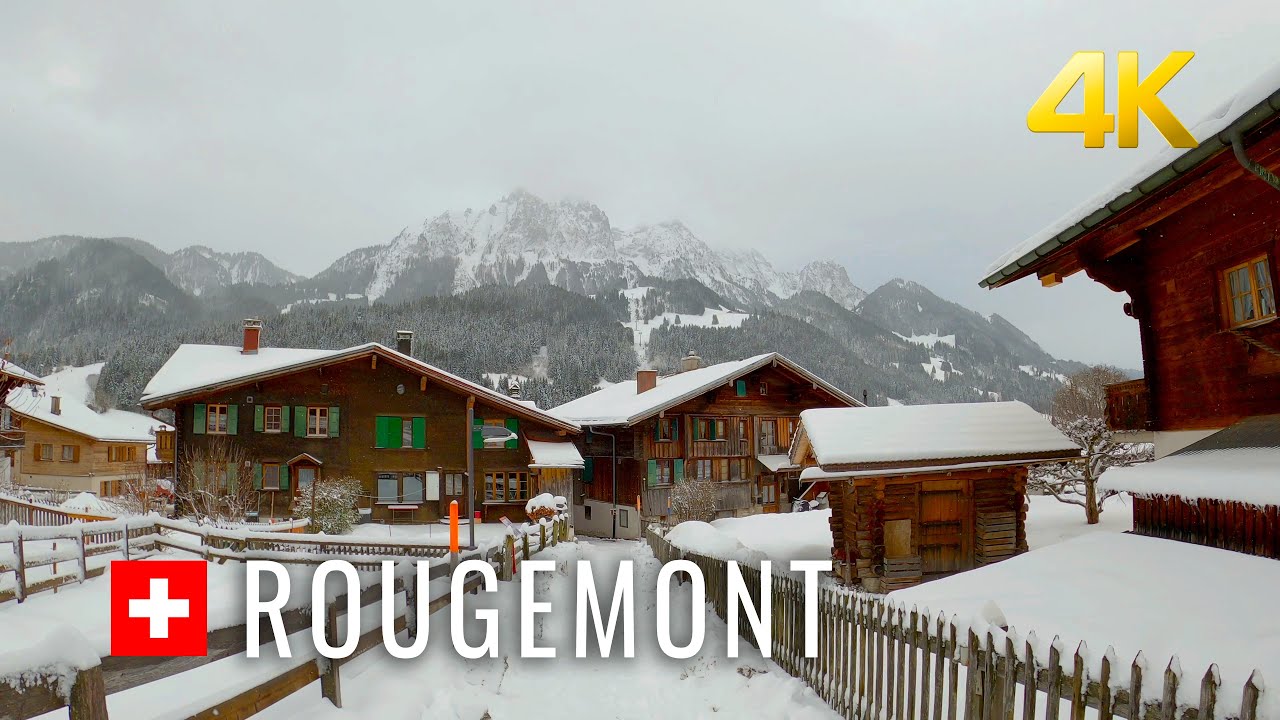 Rougement, an authentic village in Switzerland 🇨🇭 ❄️Winter Wonderland❄️ 4K