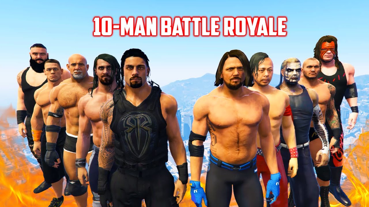GTA 5 WWE 10-MAN MAZE BANK BATTLE ROYALE (GTA V WWE Mods)