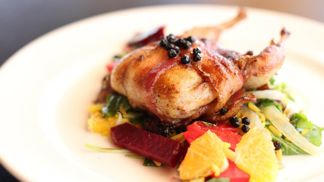 Bacon Wrapped Quail Stuffed with Dates Recipe!