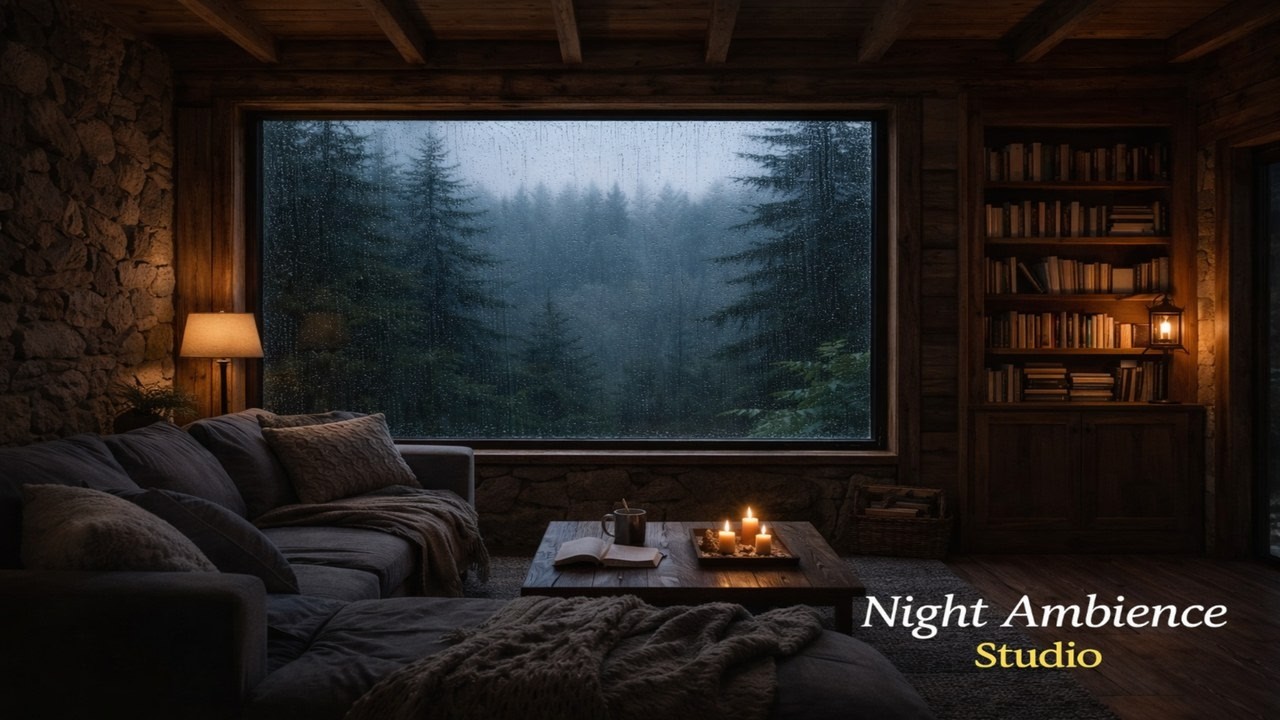 Gentle Rain at a Cozy Cabin Window 🌧️ Forest Ambience for Deep Sleep & Relaxation