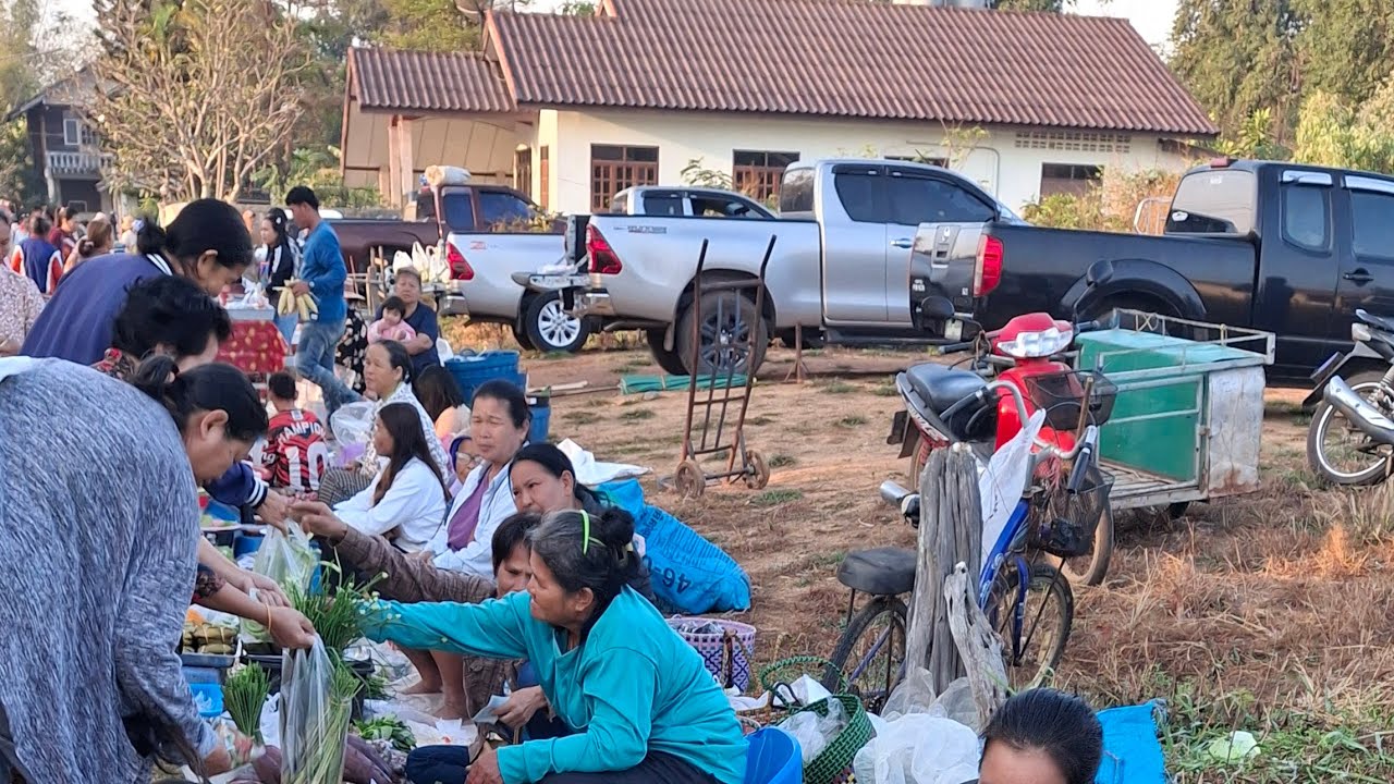 ตลาดนัดบ้านนอก ตลาดเช้าบ้านนาเจริญ ตำบลขามป้อม อำเภอเขมราฐ จังหวัดอุบลราชธานี #food