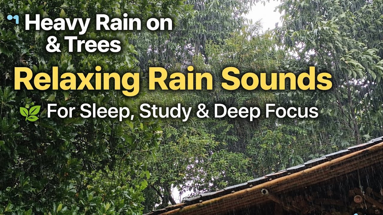 Heavy Rain on Roof & Trees 🌧️ Rain Sounds for Sleep, Insomnia & Deep Focus (No Thunder)