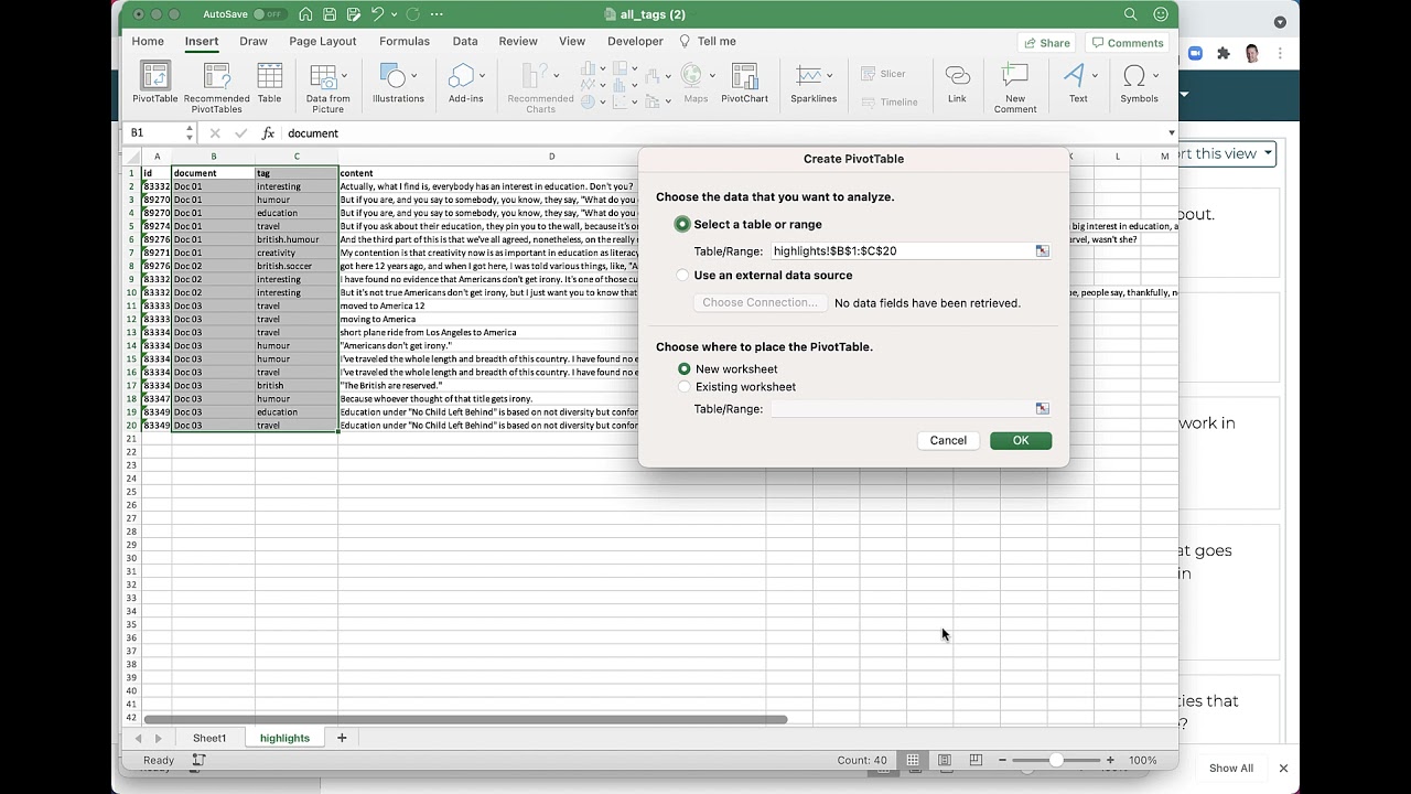 Taguette Basic Data analysis with Excel