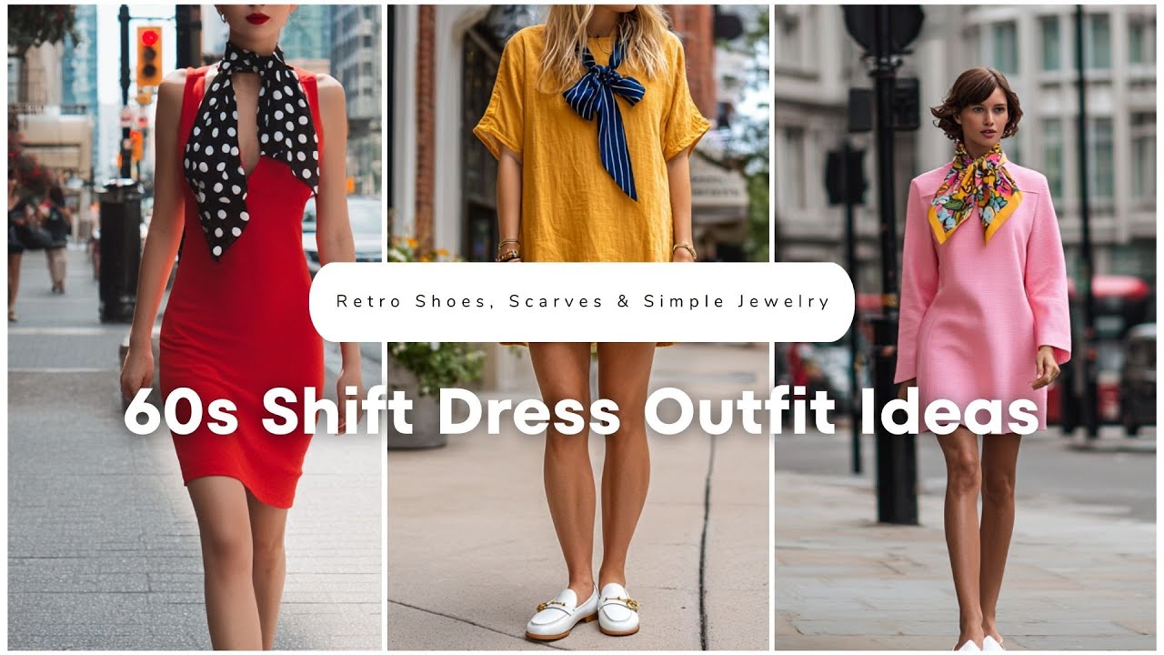 ✨ 60s Shift Dress Outfit Ideas with Retro Shoes, Scarves & Simple Jewelry! 💃