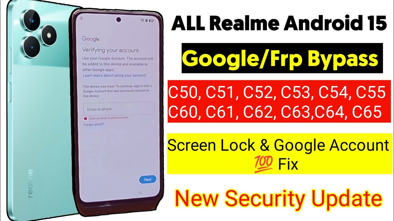 Realme C53 Frp Bypass Android 15 Frp Bypass Without Pc | Fix Screen Lock & Add Google Account 2025