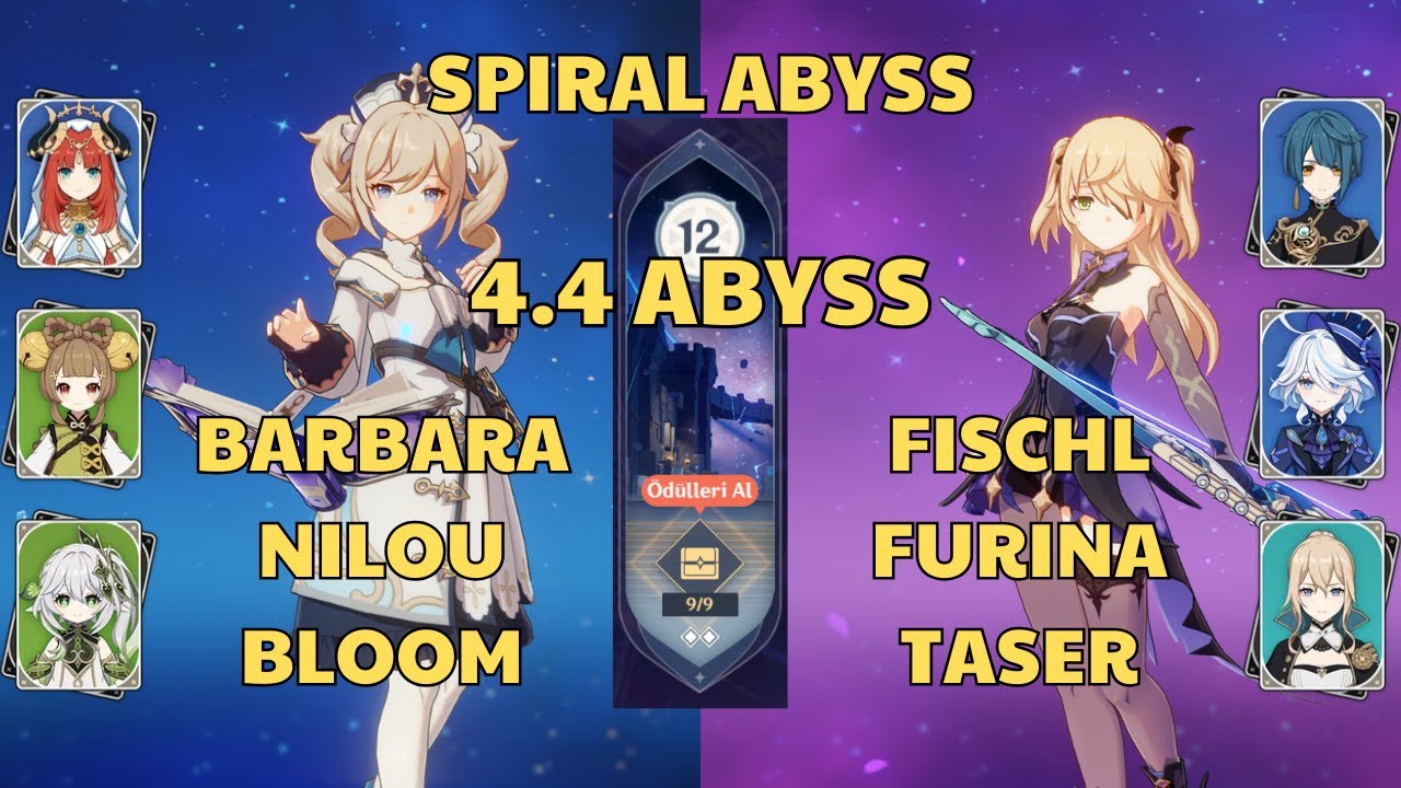 C6 Barbara Nilou Bloom | C2 Fischl Furina Taser | Spiral Abyss 4.4 Floor 12 | Genshin Impact