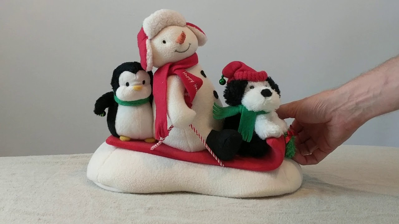2007 Hallmark  Jingle Pals Sleigh Ride Animated Musical Sled Snowman Penguin