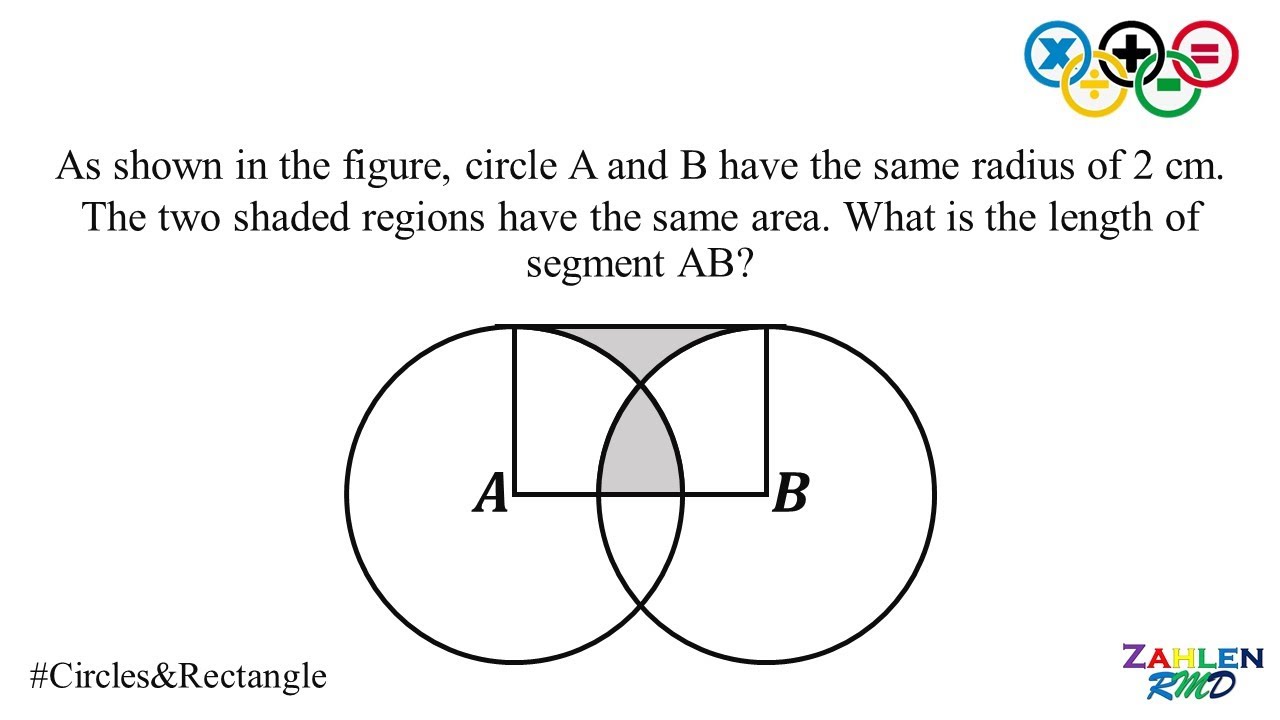 Given a rectangle and circles, what is the length of segment AB? | Challenging Geometry Challenge