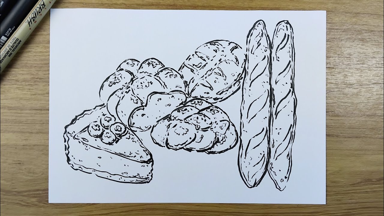 food sketching with pen step by step ep4