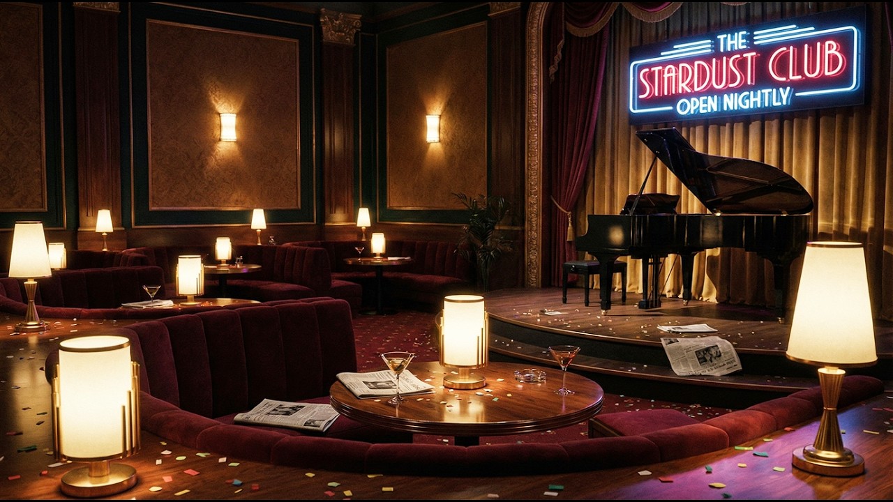 Vintage Jazz Club Ambience 🎷 Late Night Piano, Soft Lamps & Old Newspapers (1930s Mood)