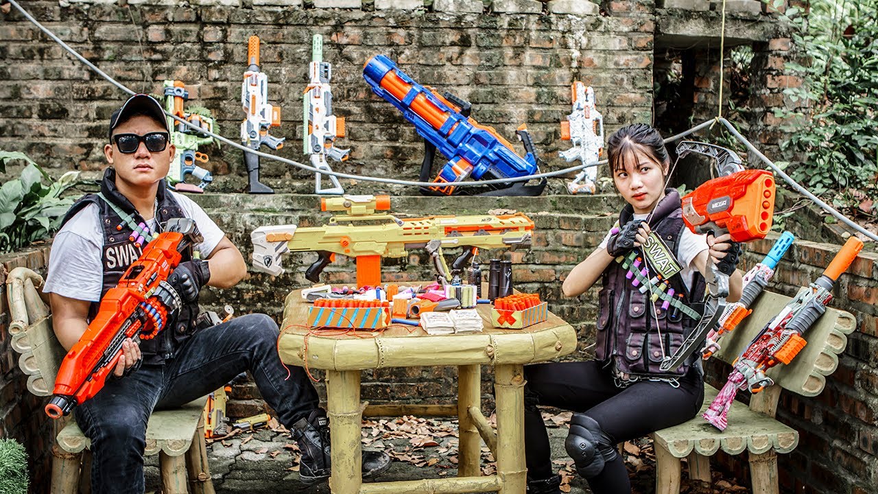 LTT Nerf Mod : 60 Minutes Nerf Guns - Battle City Nerf War 2