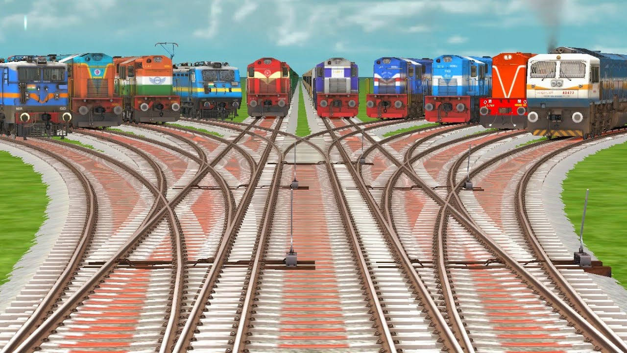 10 Trains Crossing Are Bumpy💥Curved Railroad Tracks/ indian trainz simulator @trainsrailroad