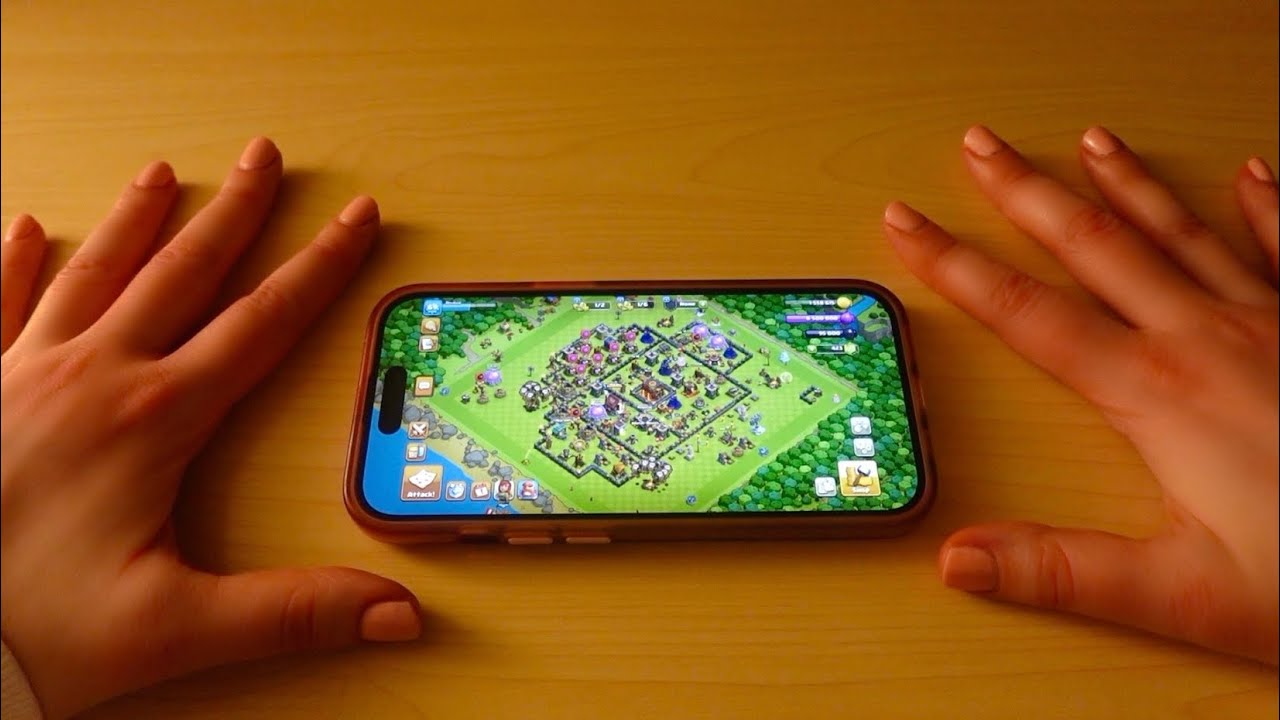 ASMR Playing Clash of Clans + gum chewing - Reviewing Your Bases!
