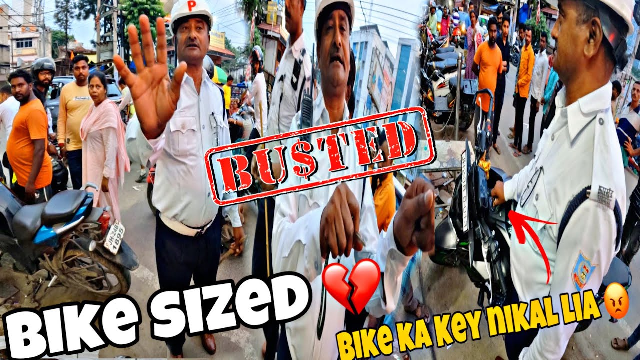 Challan kat gaya 🥹 /// caught by traffic police /// bike ki key nikal li !!!