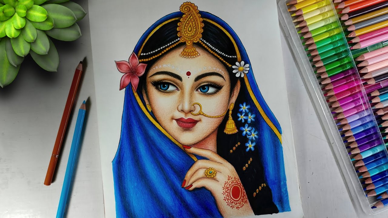 How to Draw Radha Rani Drawing, Colour Drawing of Radha Rani || Radha Rani Colour Drawing ||