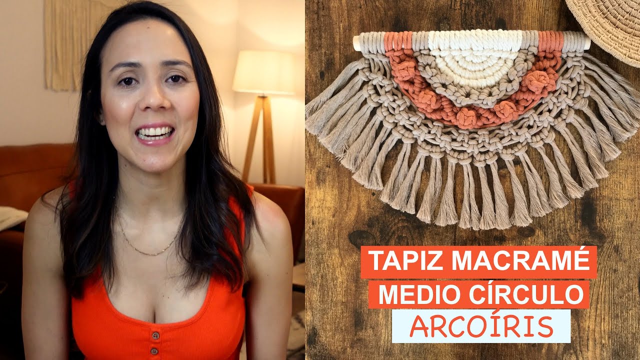 MACRAMÉ DE PARED MEDIO CÍRCULO |  TAPIZ DE ARCOÍRIS | 3 TRENZAS FÁCILES EN MACRAMÉ