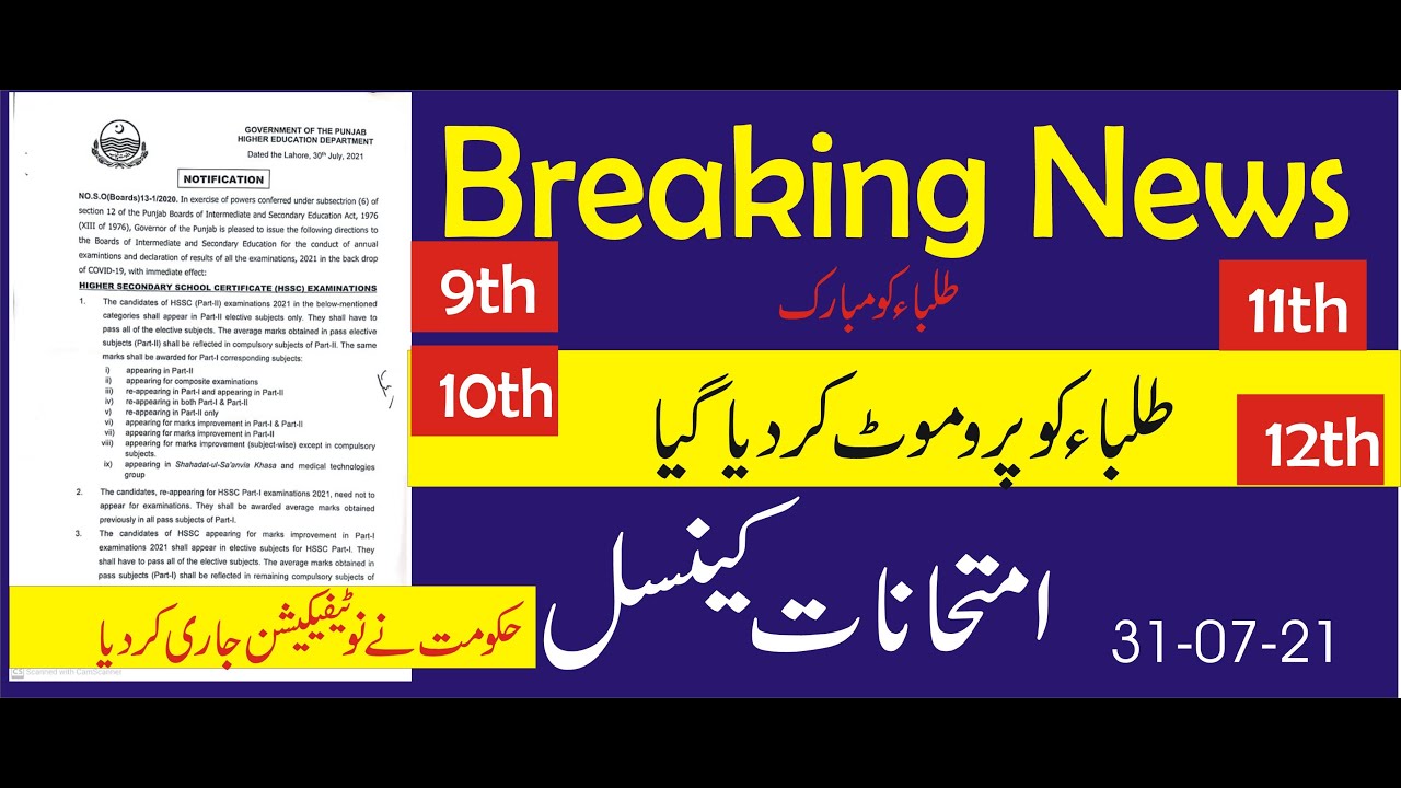 Good news for students| Govt issued  promotion policy notification 2021 for class 9th 10th 11th 12th