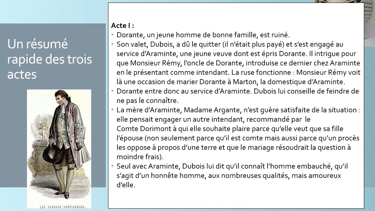 Les fausses confidences, Marivaux - *FICHE DE LECTURE*