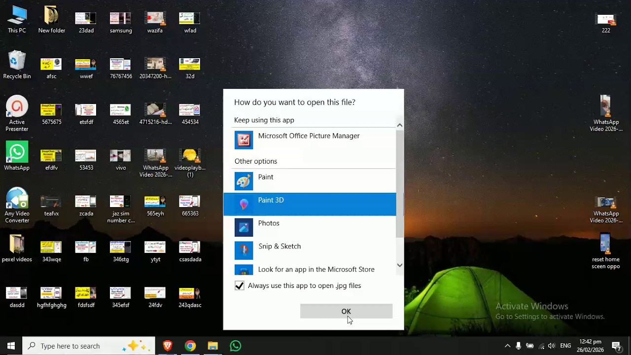 How do i change the default program for opening files in windows 10 | open photo file in Paint 3d