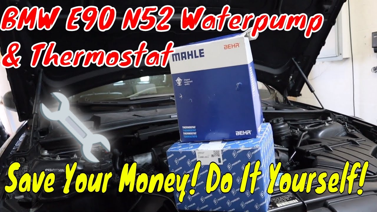 BMW E90 N52 328i Water Pump And Thermostat Install Replacement
