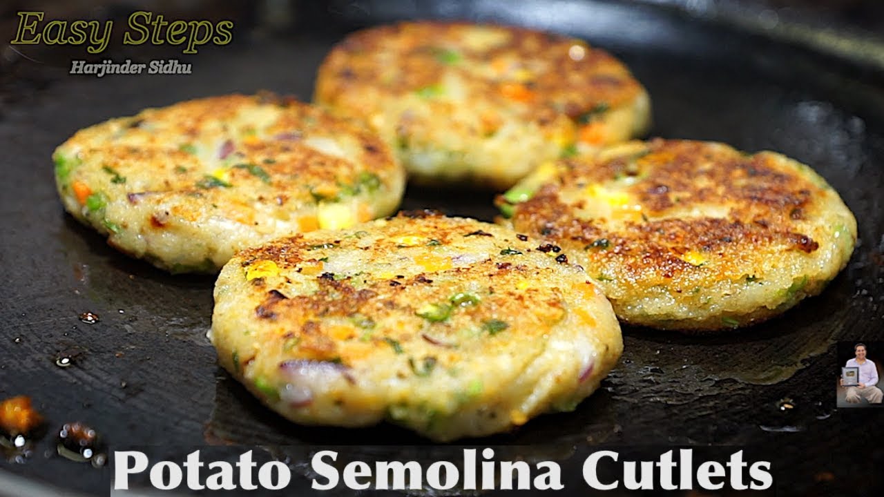 Potato Semolina Cutlets | Aloo Suji Tikki | Aloo Rava Snack | Potato Cutlets Recipe