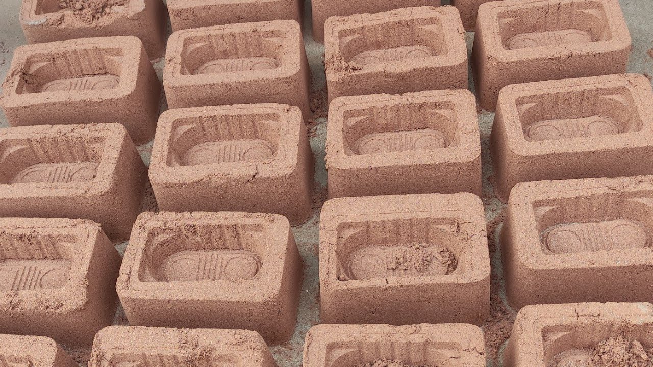 ASMR:Soft red brick sand mini bricks crumble in water/mixing/oddlysatisfying that's makes u asleep