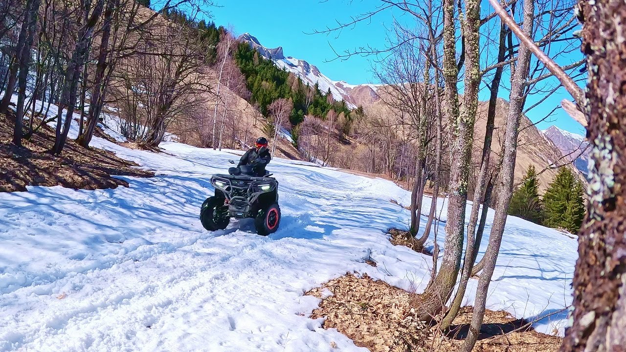 Rando quad Alpes POV - aventure CForce 🤩🌲🌳❄️ #quad #cfmoto #snowride