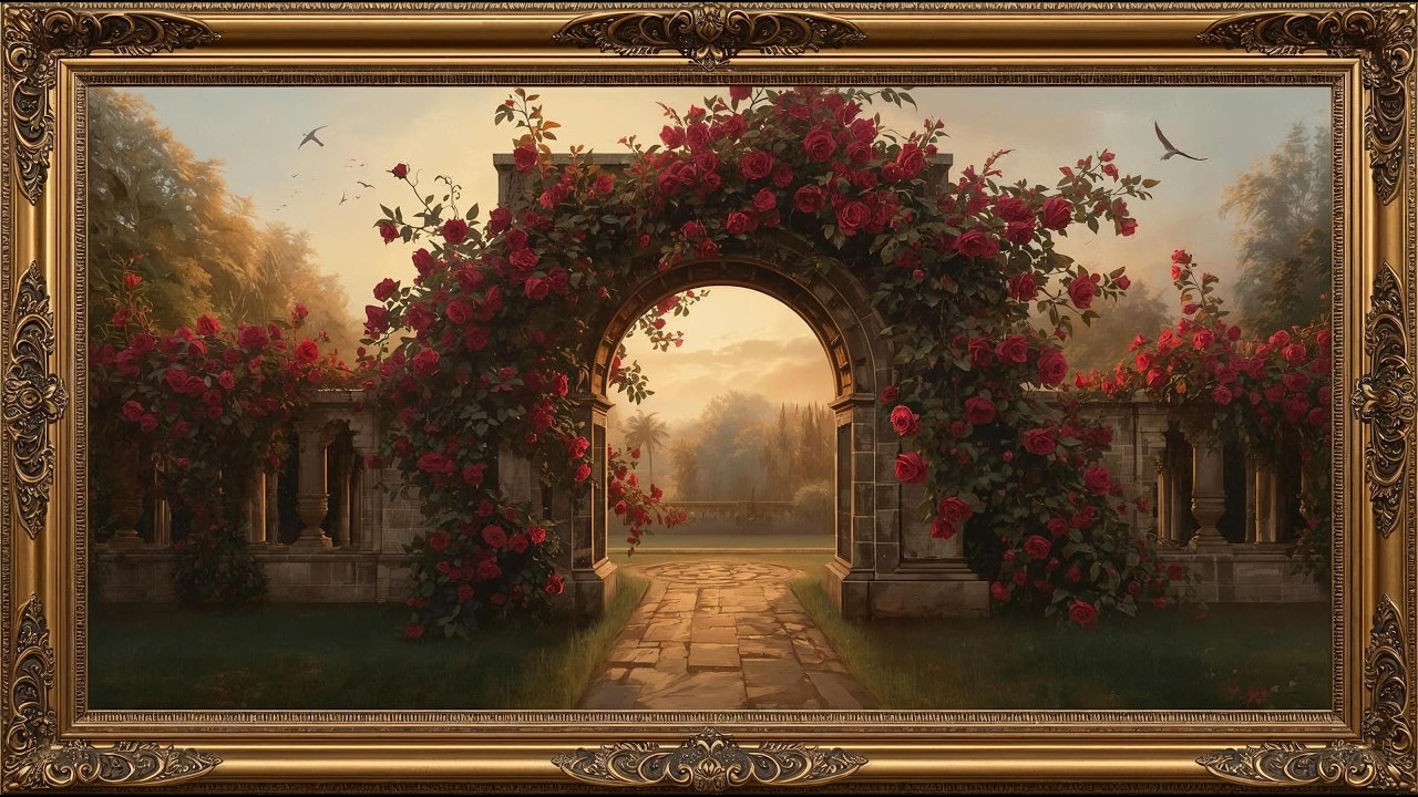 Enchanted Rose Archway 🌹✨ | Magical Vintage Garden Painting | Relaxing Art Background