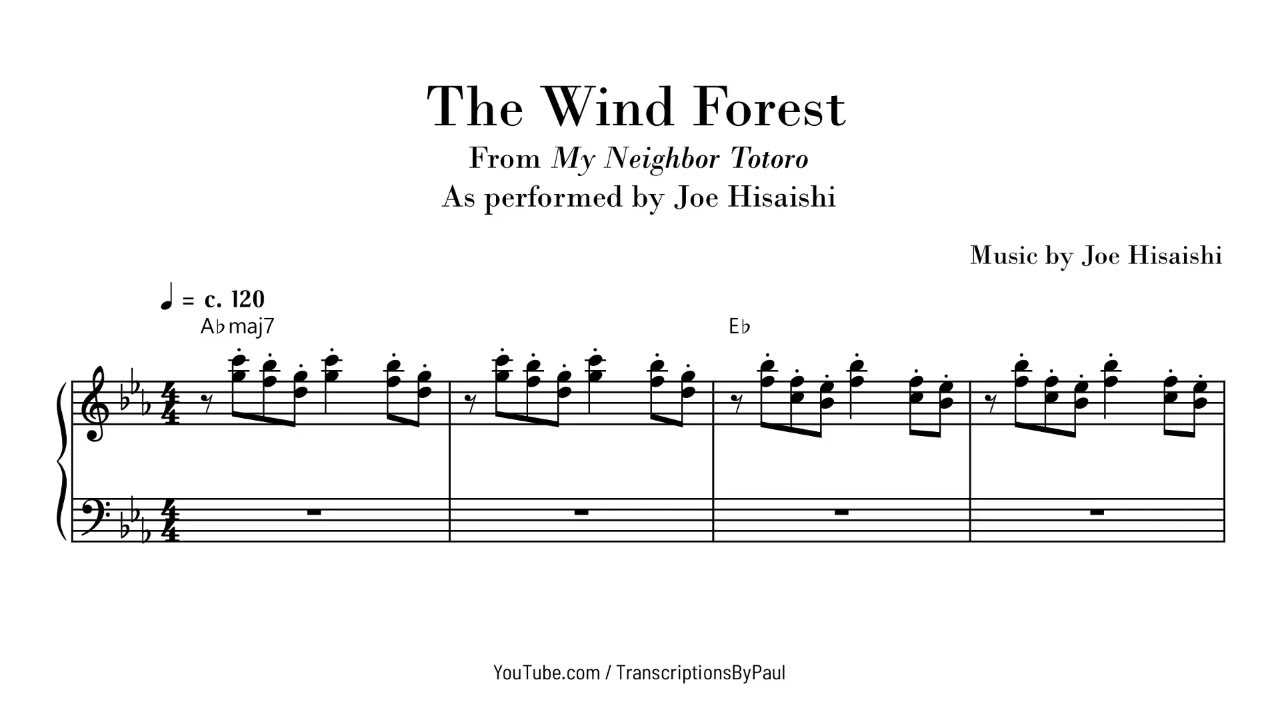 The Wind Forest - From My Neighbor Totoro - Sheet music transcription