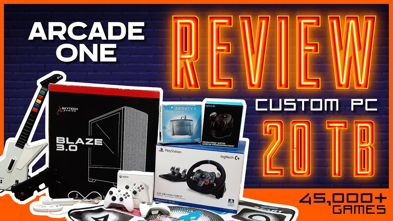 ARCADE ONE REVIEW - New Custom PC 20 TB HD UNBOXING - Clone Hero, G29 Racing Wheel, Gun Teknoparrot