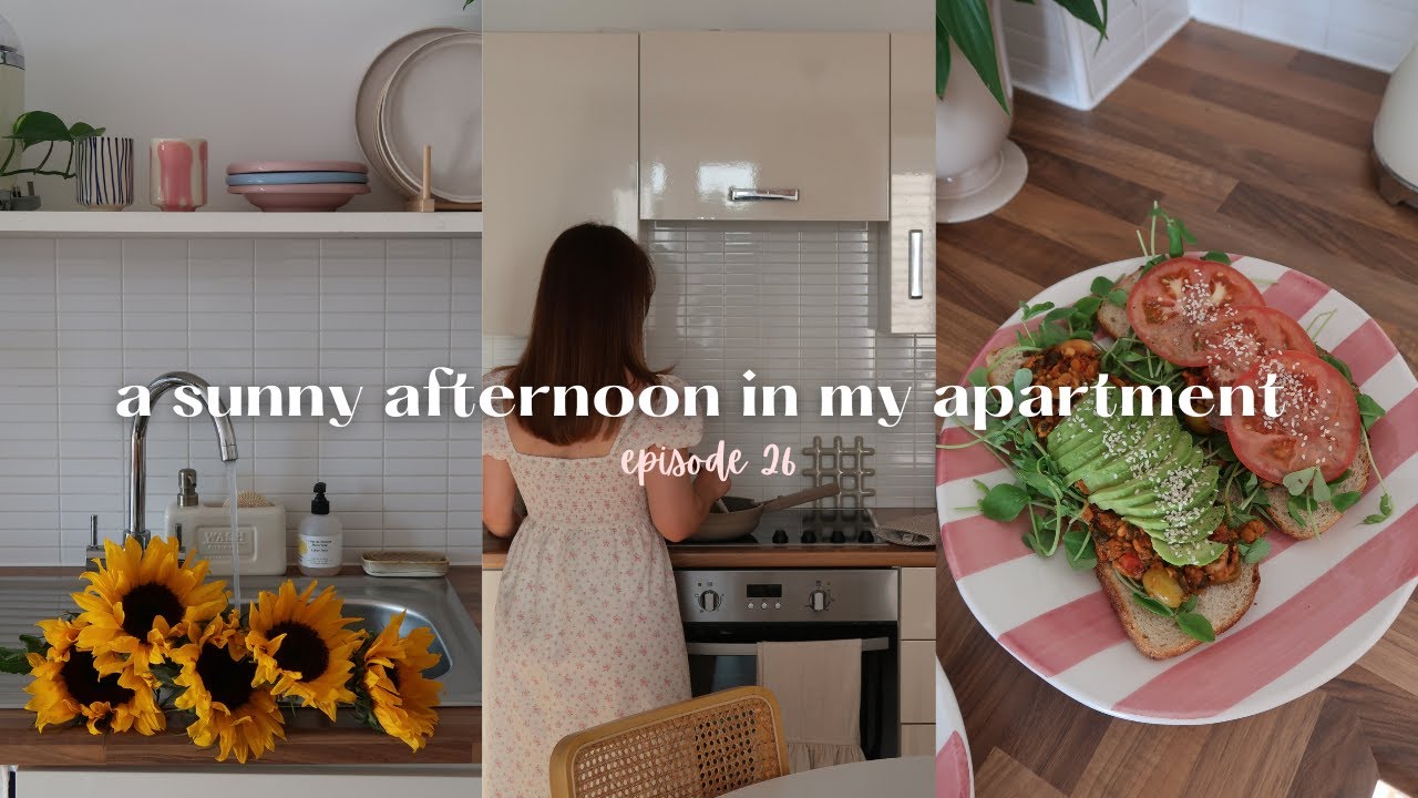 #26 a sunny afternoon in my apartment | fresh flowers, Homesense haul, cooking and cosy vibes