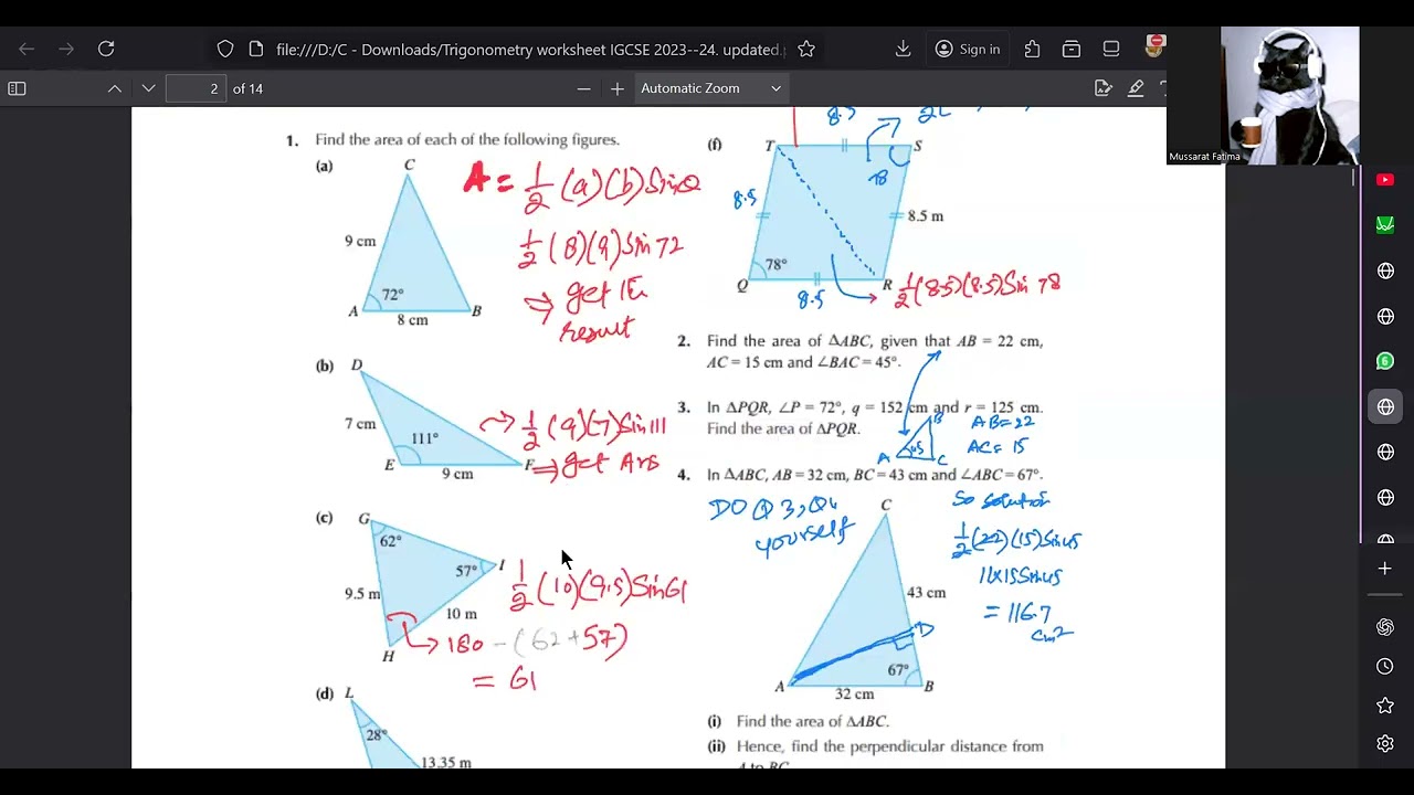 IGCSE Maths Revision Trignometry, Sine Rule, Cosine Rule
