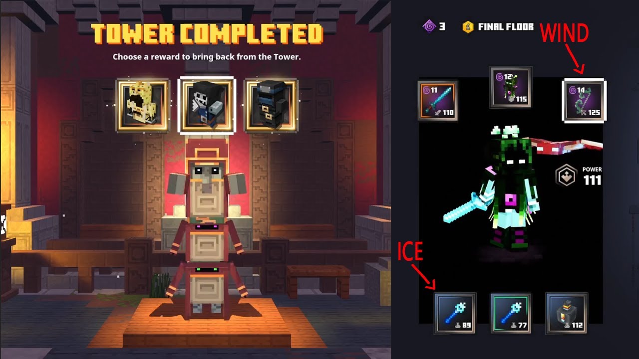Beating The Tower BUT I Can ONLY Use ELEMENTAL Items! Minecraft dungeons.