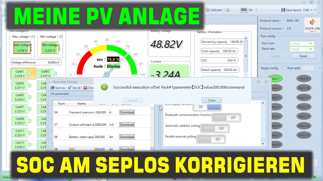 𝗣𝗵𝗼𝘁𝗼𝘃𝗼𝗹𝘁𝗮𝗶𝗸 𝗔𝗻𝗹𝗮𝗴𝗲: SEPLOS BMS SOC korrigieren