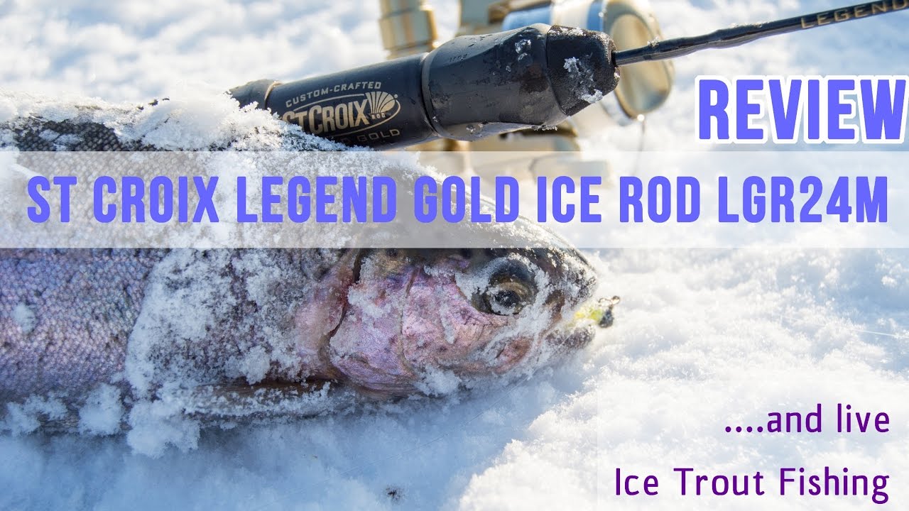St Croix Legend Gold Ice Rod LGR24M Review and Live Rainbow Trout Ice Fishing in winter