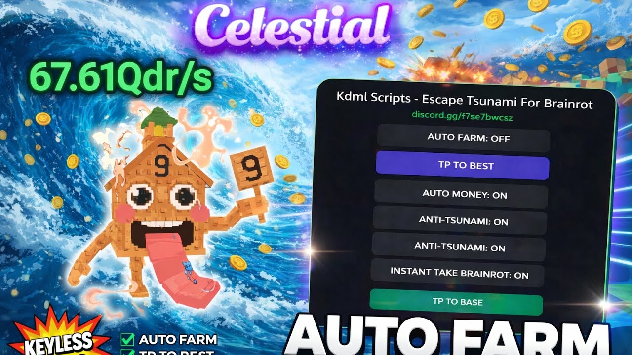 [NEW] Escape Tsunami For  Brainrots Script 🌊 Free VIP 🌟 , Auto Farm, Anti Tsunami, TP TO BEST | 2026