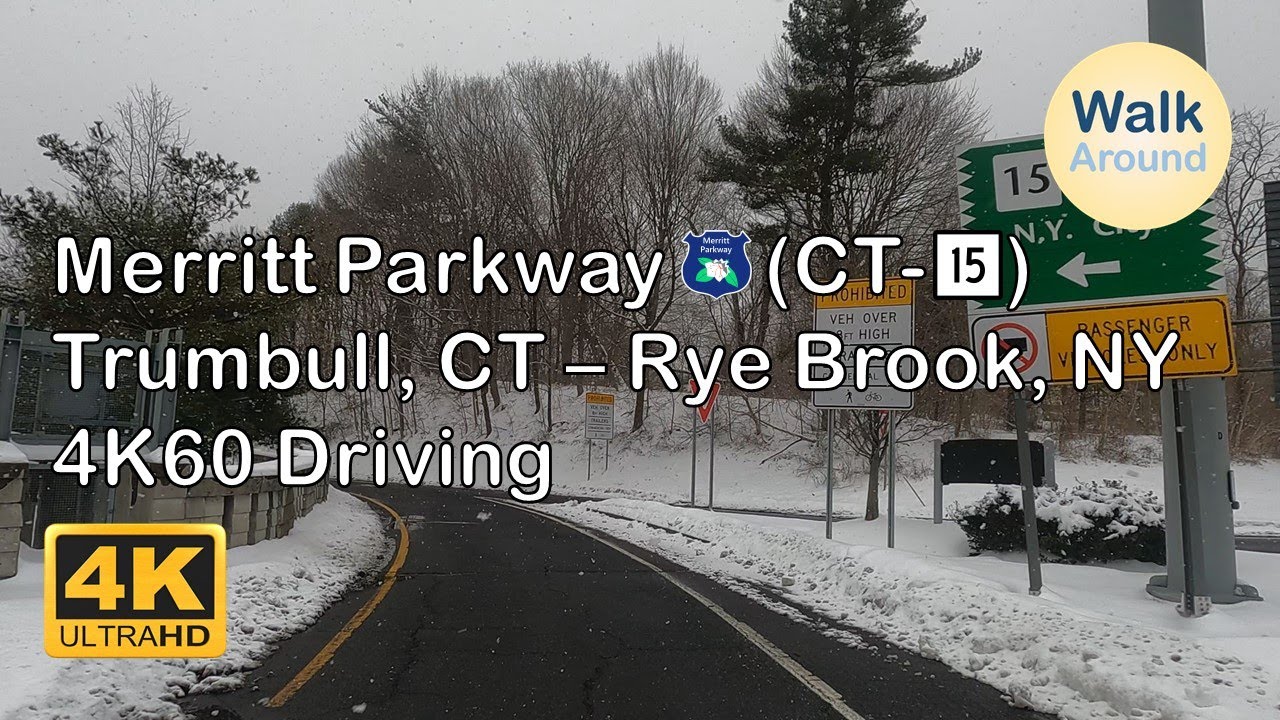 【4K60】 Driving - Merritt Parkway Driving in the snow to New York State
