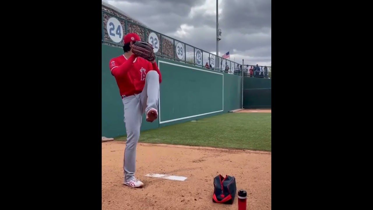 MLB洛杉磯天使隊/大谷翔平/牛棚投球慢動作/ohtani shohei
