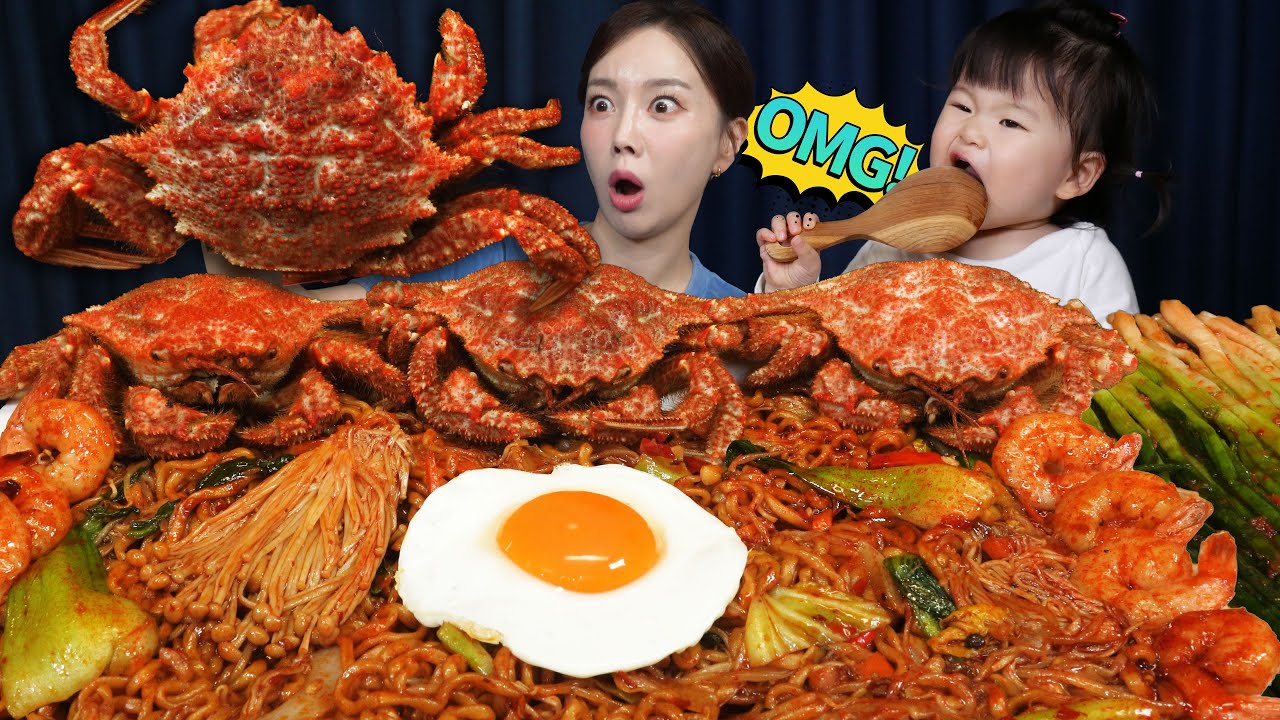 [Mukbang ASMR] Special Horsehair Crab 🦀 Mala Xiang Guo with Jjapaghetti ! Korean Ramen Ssoyoung