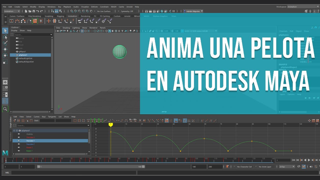 Animación pelota | Aprende Maya (Graph Editor)