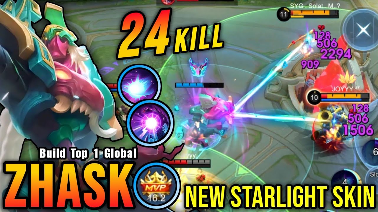 24 Kills!! Death's Shadow Zhask New STARLIGHT Skin!! - Build Top 1 Global Zhask ~ MLBB